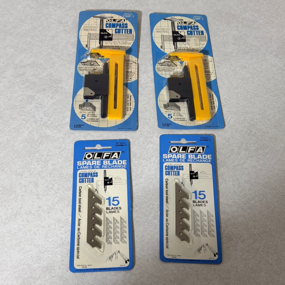 2 OLFA CMP-1 Compass Cutters & 2 CMB-1 Spare Blade Packs 30 Blades Total Japan